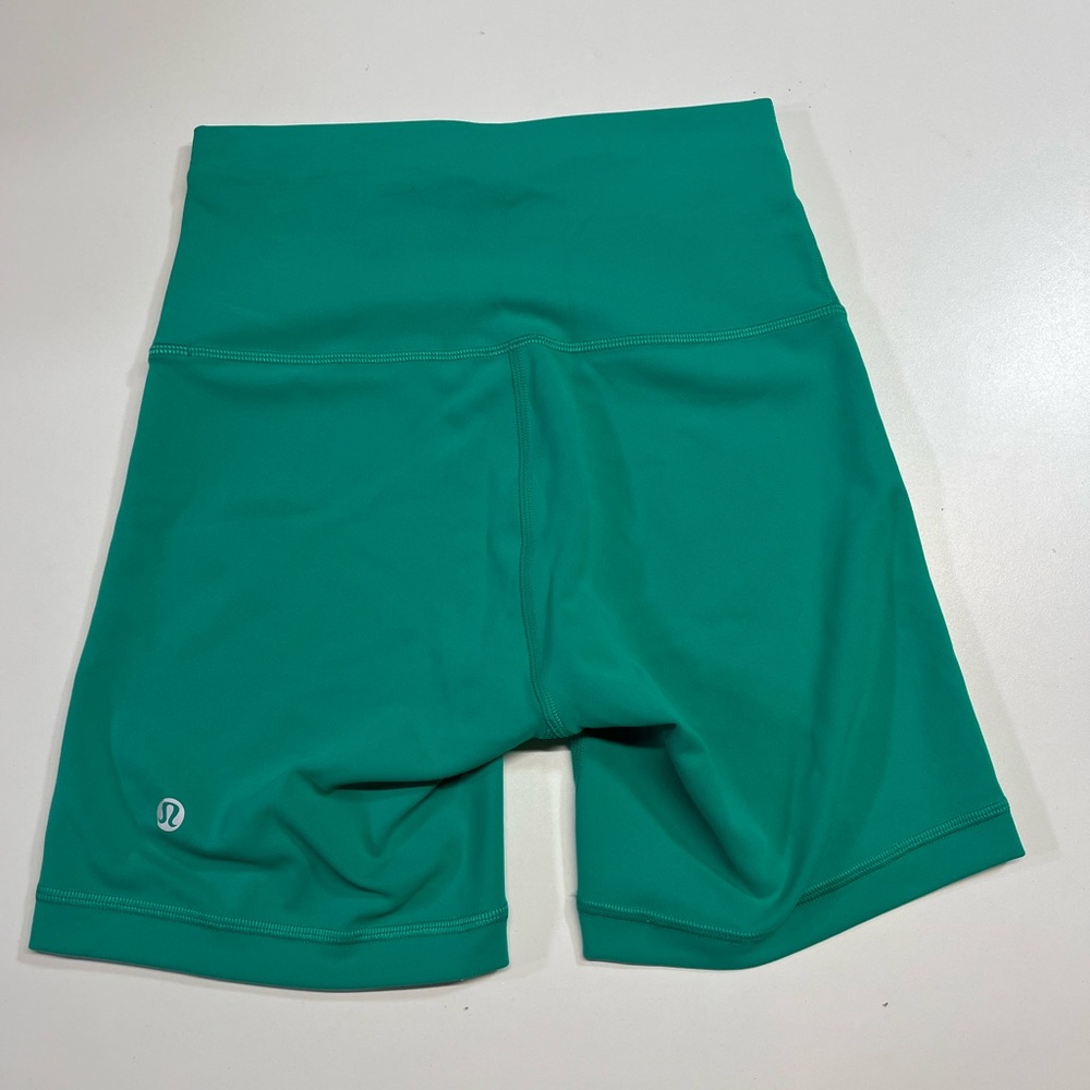 Lululemon Wunder Train Biker Shorts High Rise Kelly Green Women’s Size 4 - Picture 5 of 8